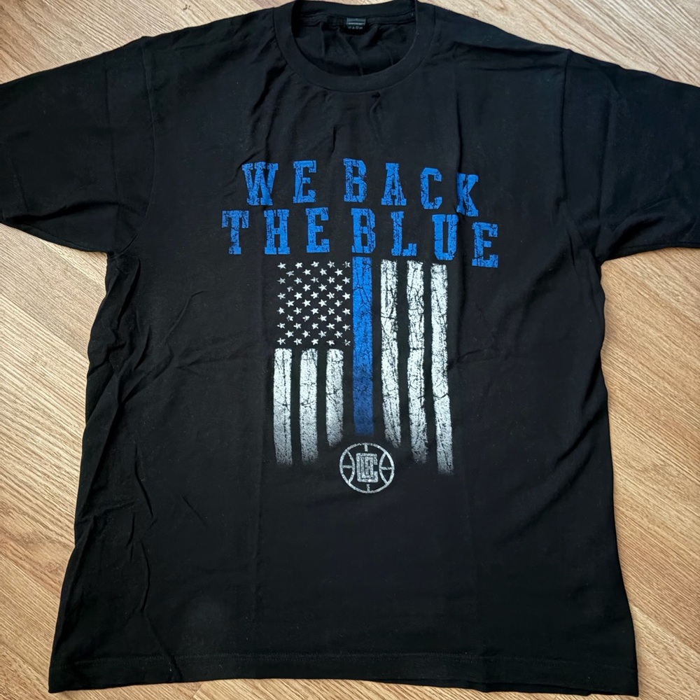 Black Los Angeles Clippers “Back the Blue” Size Large T-Shirt